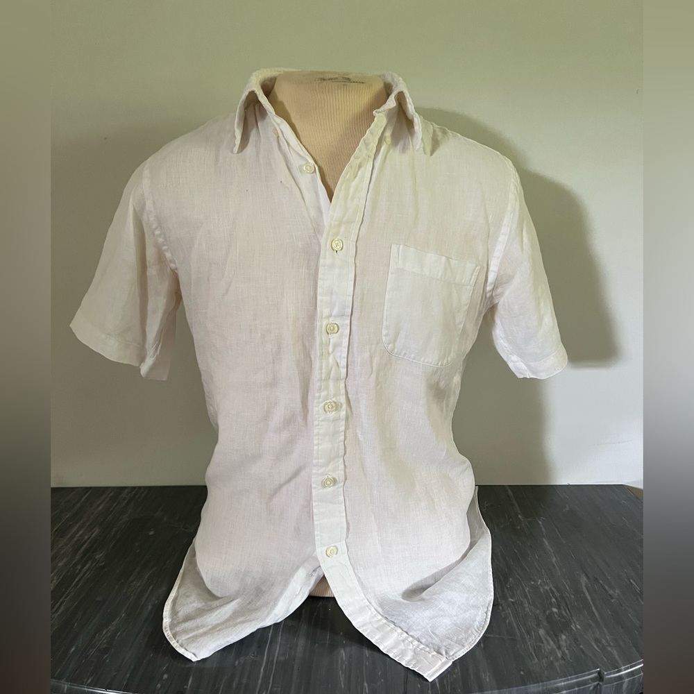 Brooks Brothers White Men’s Medium Linen Button Down